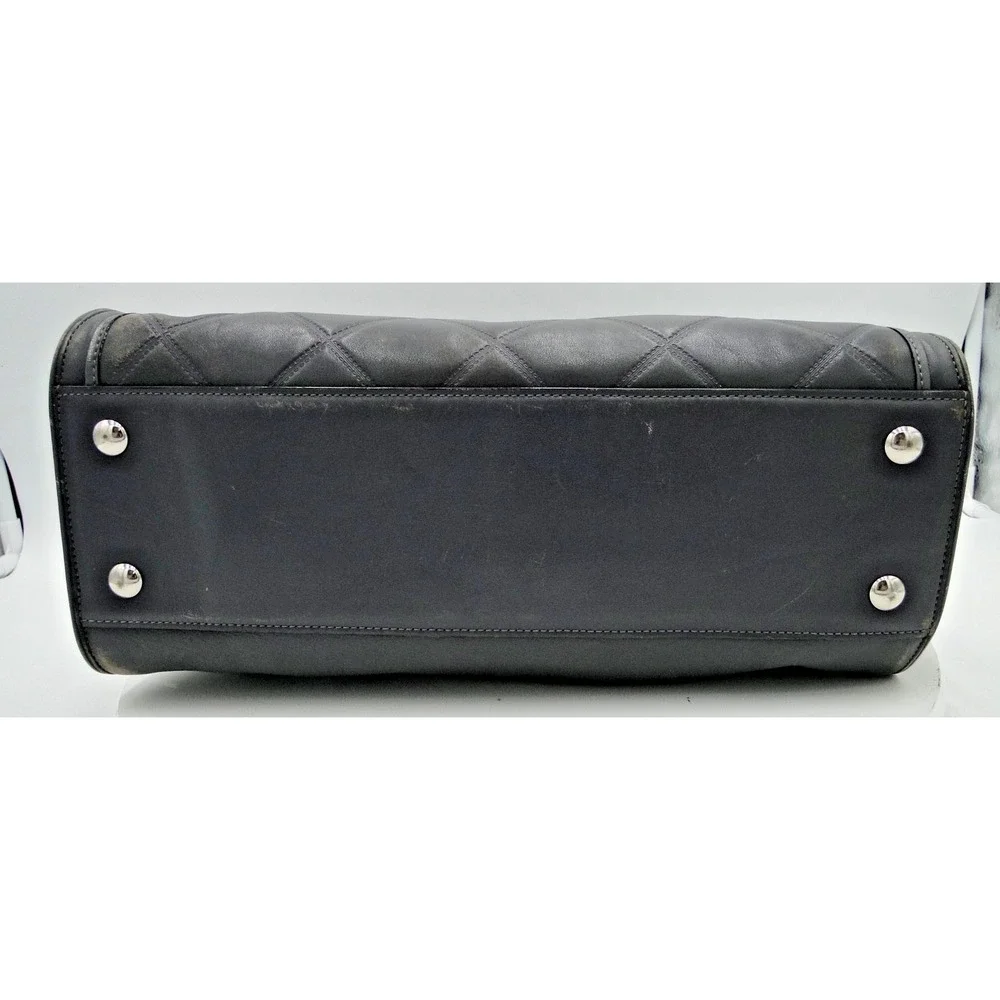 Coach Legacy Embossed‎ Leather Chelsea Handbag 25828 Gray Black Carryall Quilted